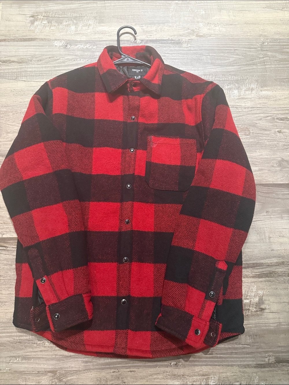 Forever 21 Red and Black Buffalo Check Button-Down Shirt